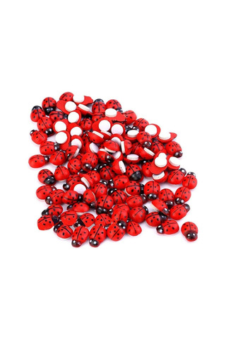 gnsstore Esmay Ahşap Uğur Böceği Kırmızı Askılı 19mm 40 Lı