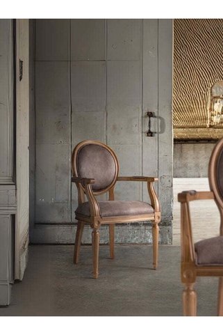 Gazzini Furniture Madalyon Kolçaklı Ahşap Klasik Sandalye