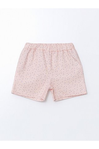 LC Waikiki Gencc Kalitesiyle LCW ECO Pembe Gabardin Baskılı Kız Çocuk Şort