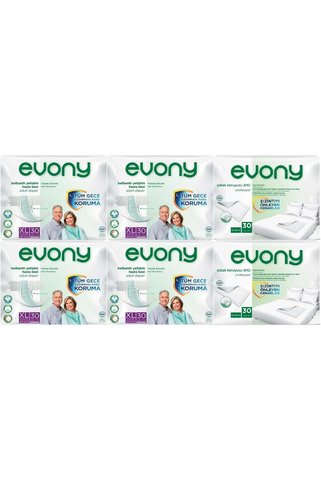 Evony Hasta Bezi Yetişkin Bel Bantlı Tekstil Yüzey Ekstra Büyük 120 Adet+Yatak Koruyucu Örtü 60 Adet