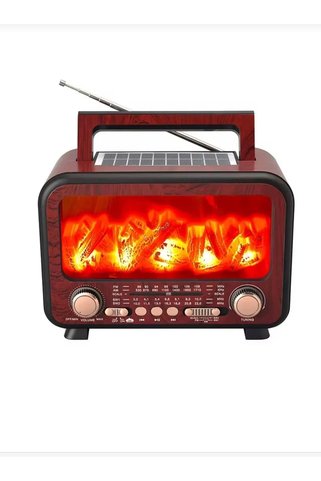 goldixpir ŞÖMİNE GÖRÜNÜMLÜ SOLAR NOSTALJİ RADYO BLUETOOTHLU USB FM RADYO