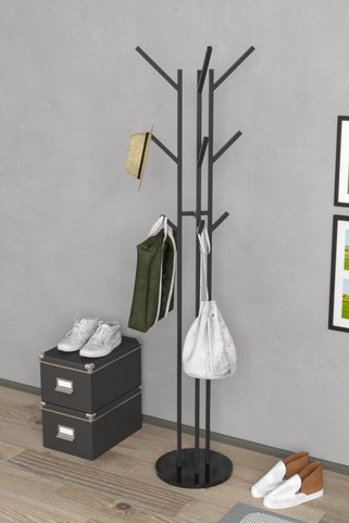 Retodesign 9 Kancalı Metal Elbise Askısı, Portmanto Askısı, Antre Ayaklı Askı 5101