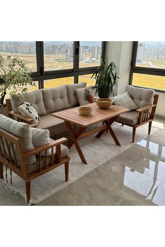 cdmobilya MASA YOK Masif Ahşap Bahçe Balkon takımı MASA YOK