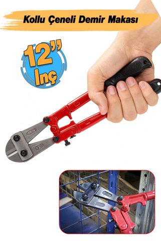 Badem10 Kollu Çeneli Kupplon Demir Kesme Makası 12'' Çubuk İnşaat Teli Metal Kesim Makası Vanadyum Çelik