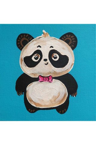 Sanat Markt Pet Yavru Sanatsal Hediye Kutusu - Panda - Turkuaz Renk - Beyaz Kedi Maskot - 15x15cm