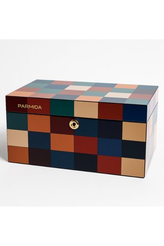 Parmida Dama Desenli Ahşap Sedir Humidor Puro Kutusu