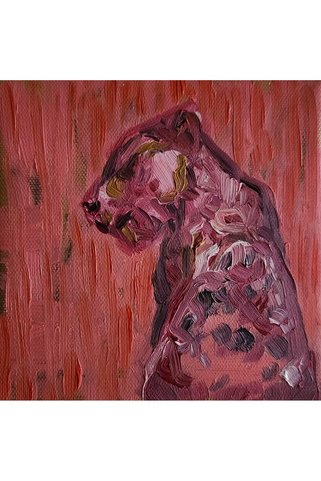 Sanat Markt Leopar Tablo - Boya Dokulu - 12x12 cm - Özgün İmzalı