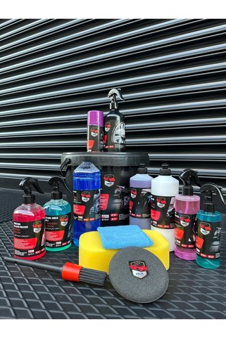 car care vicix since 2019 14”lü Efsane Oto, Araç, Motosiklet Bakım Seti Temizlik Seti Siyah Kovalı