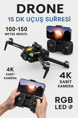 Qifit GD83 – 4K Sabit Kameralı RGB LED Drone | 150 m Menzil | Brushless Motor | Ultra-Stabil Uçuş
