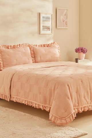 Karaca Home Perios Çift Kişilik Fırfırlı Spring Comfort/uyku Seti Somon