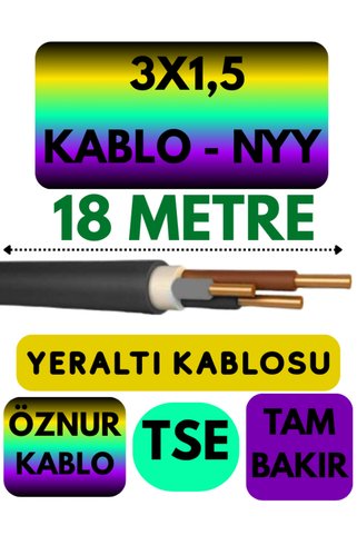 Avarson Öznur 3X1,5 NYY (Yeraltı Kablosu) Metre Seçenekli 18 METRE