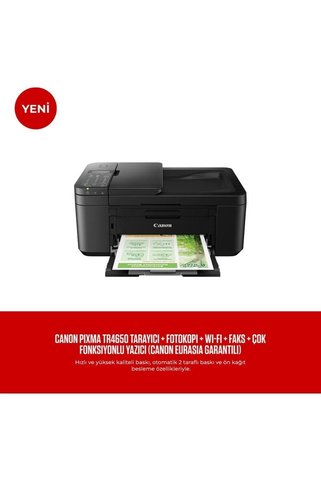 Canon Pixma TR4650 Tarayıcı + Fotokopi + Wi-Fi + Faks + Çok Fonksiyonlu Yazıcı (Canon Eurasia Garant