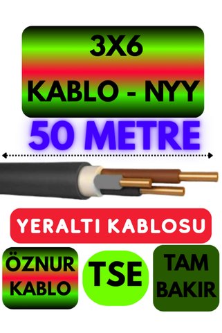 Avarson Öznur 3X6 NYY (Yeraltı Kablosu) Metre Seçenekli 50 METRE