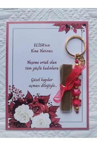 İ&DBABY 100 Adet Kişiye Özel Kına Hatırası Yeşil Anahtarlık ve Paketlenmiş Kına Dağıtmalık Hediyelik