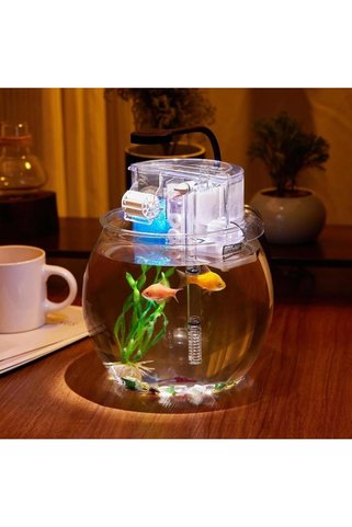 canlipetshop Jeneca YG-36 Fanus Akvaryum Seti 34,5x34,5x31 Cm – Modern Tasarım, LED Işıklı ve Filtreli