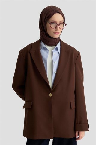 Armine Basic Blazer Ceket 25KD9016 Kahverengi