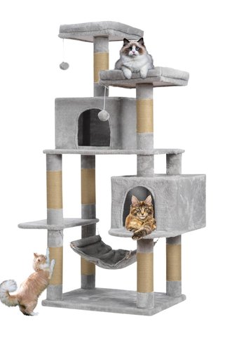Nursoft XL Kedi Konağı - Çift Yuva + Hamak + Tırmalama (8-10 kg Taşıma Kapasiteli)