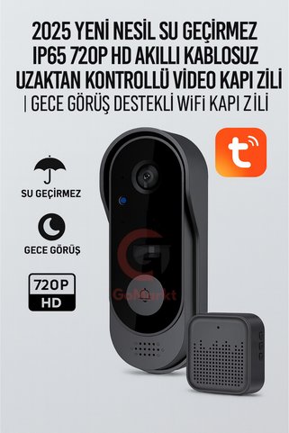 GoMarkt 1080P HD Akıllı Kablosuz Video Kapı Zili | Gece Görüşlü, Su Geçirmez, Hareket Algılamalı