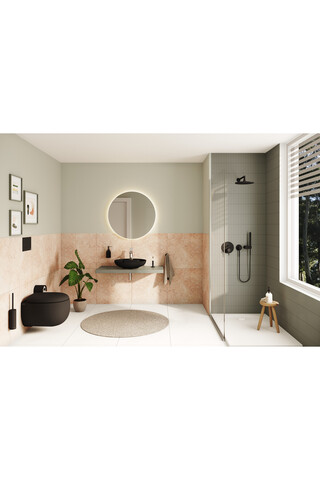VitrA Memoria 5880B483-0563 Yuvarlak Çanak Lavabo, Clean, 50 cm, Mat Siyah