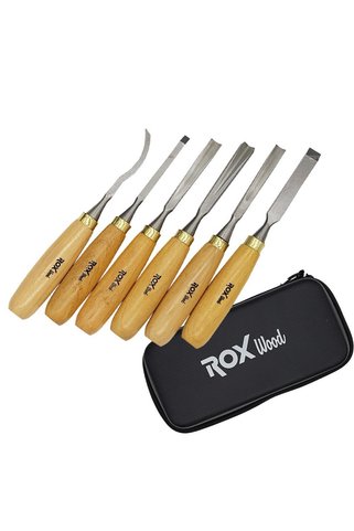 Rox Wood 6 Parça Ahşap Oyma Seti (Neopren Çantalı)