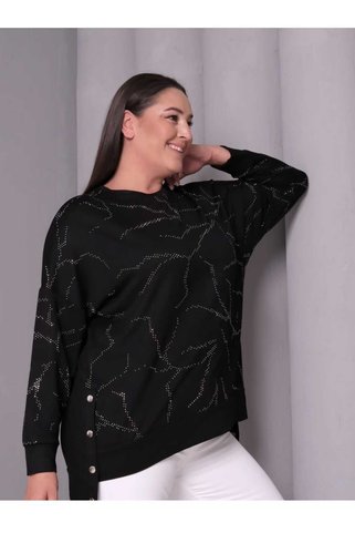 Esina Kadın Kristal Kumaş Sweatshirt Taş Detaylı