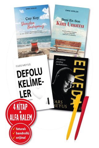 Destek Yayınları Alfa Kalem+ Fars Meyus 4 Kitap(Çay Koy+Beni En Son Kim+De-folu Kelimeler+Elveda)