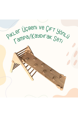 MinoMou İkili Pikler Seti | Pikler Üçgeni ve Rampa & Kaydırak | Montessori Parkuru