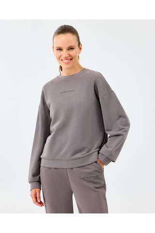 SKECHERS W Essential Crewneck Sweatshirt Kadın Gri Sweatshirt S2610011-3920