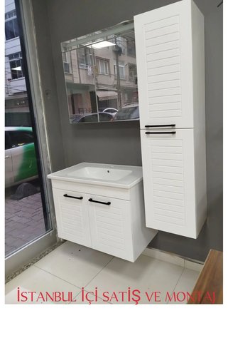 ERVA 80 Cm Seramik Lavabolu Mdf Banyo Dolabı Takimi Istanbul Ici Satiş Yapiyoruz