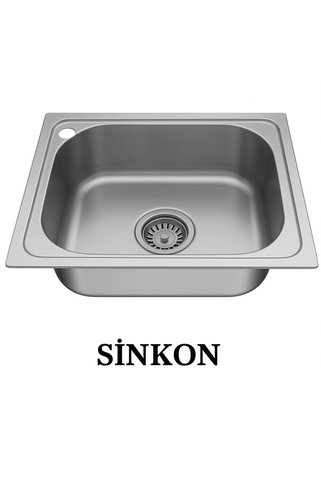 SİNKON Paslanmaz Tezgah Üstü Krom Evye 40X50 Ankastre Eviye Sol Delikli
