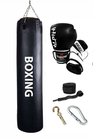 a boks 120x32 cm A BOX8NG Kum Torbası Boks Bandajı Boks Ediveni Tavan Askı Aparatı Dolu