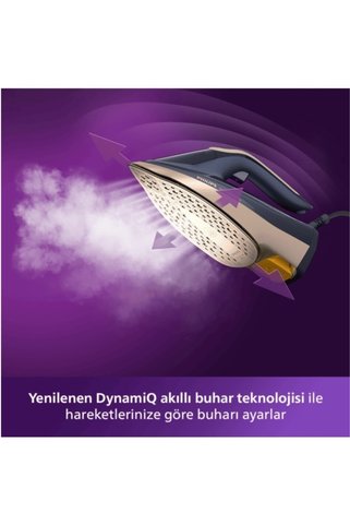 Philips 3000W Azur 8000 Seri Buharlı Ütü, OptimalTEMP teknolojisi, Şık Tasarım, Kumaşa Göre Buhar