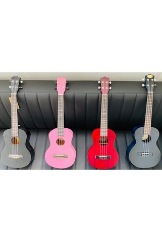 Lucetta maun ağacı 66 cm tenör boy kırmızı renk kaliteli ukulele kılıf ve pena hediyeli
