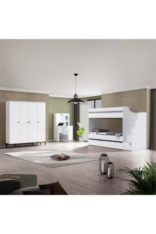 teknikgenç odası WHİTE 4LÜ COMPLEX RANZA SET