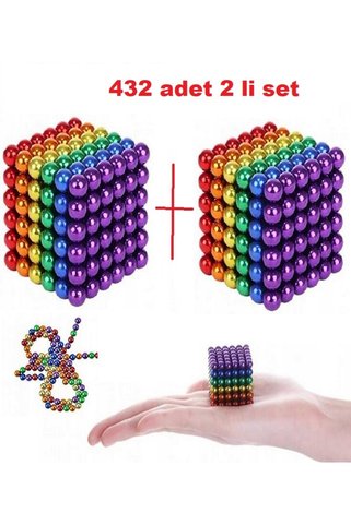 Slons Aksesuar Neocube mıknatıs boncuk mıknatıs zeka küpü manyetik oyuncaklar 2 set 432 adet 6 renk Neodyum