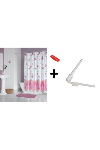 Zethome Banyo Perdesi 6020 1x180x200, Perde Borusu Askı Aparatı Köşe Boru Beyaz Hediyeli, Duş Perdes