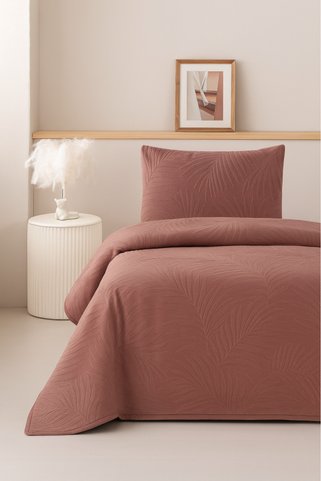 Çeyiz Diyarı Münih Tek Kişilik Lüks Kadife 180x240 cm Yatak Örtüsü Gül Kurusu