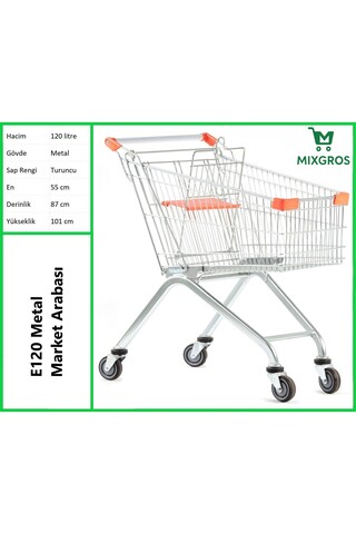 MİXGROS E120 Metal Market Alışveriş Arabası 120 Litre