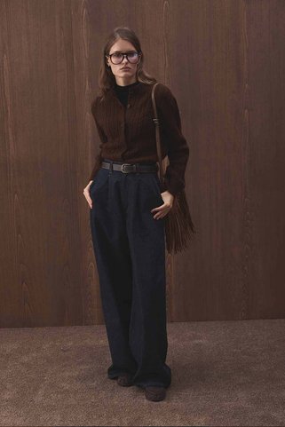 Hooopstore Denim Bol Kesim Yüksek Bel Lacivert Pantolon