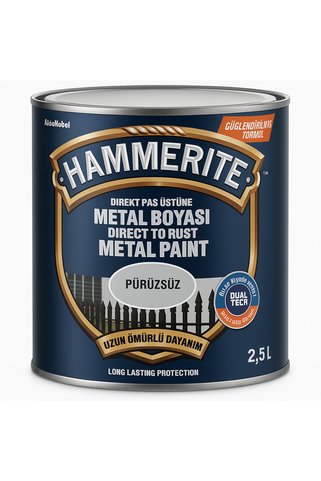 Marshall Hammerite Astarsız Boyasız Paslı Yüzey Metal Boyası Pürüzsüz Beyaz 2,5 L