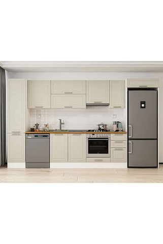 Alvinka 365X222 Cm Klasik Mebran Mutfak Dolabı Beyaz Mbb-E80B45S40-1 Mebran | Kumtaşı - Suntalam