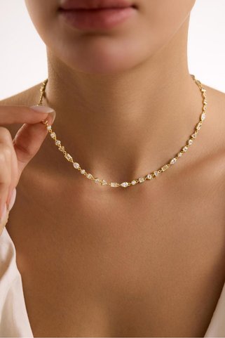 Nereze 925 Ayar Gümüş Gold Kaplama 5 Farklı Element Tamtur Model Kolye