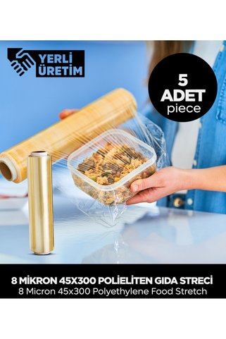 Sepet Doldur 8 Micron 45x300 Polietilen Gıda Streci (5 Adet)