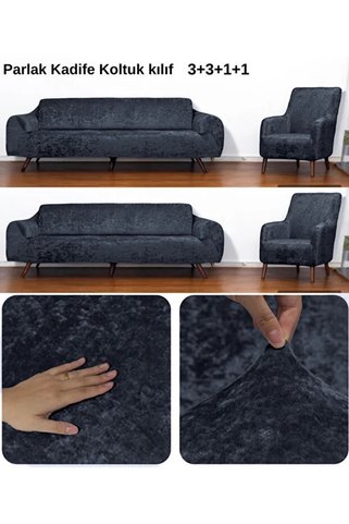 ARİFE HOME Yumuşacık Yıkanabilir Tüy Leke Tutmayan Lastikli Kadife Koltuk Örtüsü Koltuk Kılıfı Takımı 4lü"set