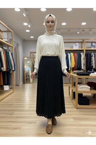 Famelin Beli Lastikli Piliseli 95 cm Siyah Etek
