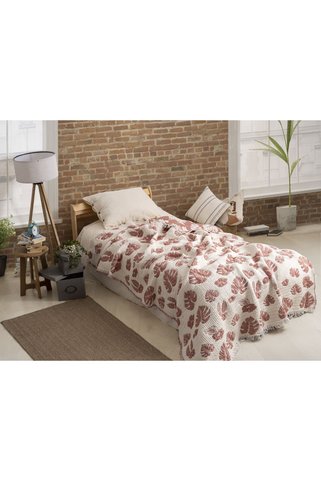 Peshtemalsan TEK KİŞİLİK 9 KATLI %100 PAMUK 180x220 MÜSLİN YORGAN YATAK ÖRTÜSÜ GÜL KURUSU