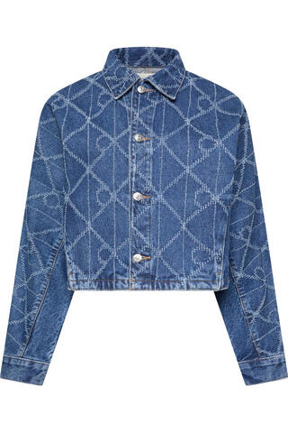 Calvin Klein AOP TRUCKER JACKET CK ATLANTIC Mavi Kadın Ceket