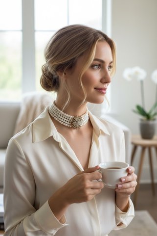 FAYRA ACCESSORIES Deniz Kestanesi Figür İnci Tasma Kolye