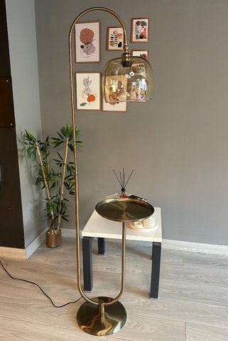 Bamyum Dijon Bal Rengi Cam U Tepsili Tek Ayaklı E27 Modern Lambader