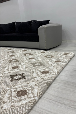 Muensu Kahve Krem 6 Metre Kare Halı Örtüsü Polar Halı Örtüsü, Welsoft Kabartmalı Lastiksiz Halı Örtüsü, 6m2